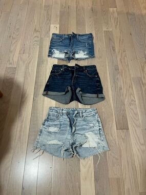 American Eagle Outfitters Women's Jean Shorts Trio - Dark, Medium & Light Blue